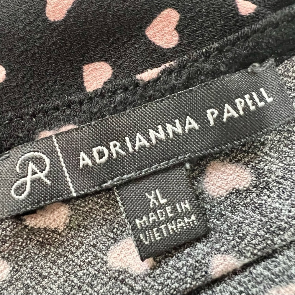 Adrianna Papell Black Heart Print Long Sleeve Top Women’s XL - Picture 13 of 13